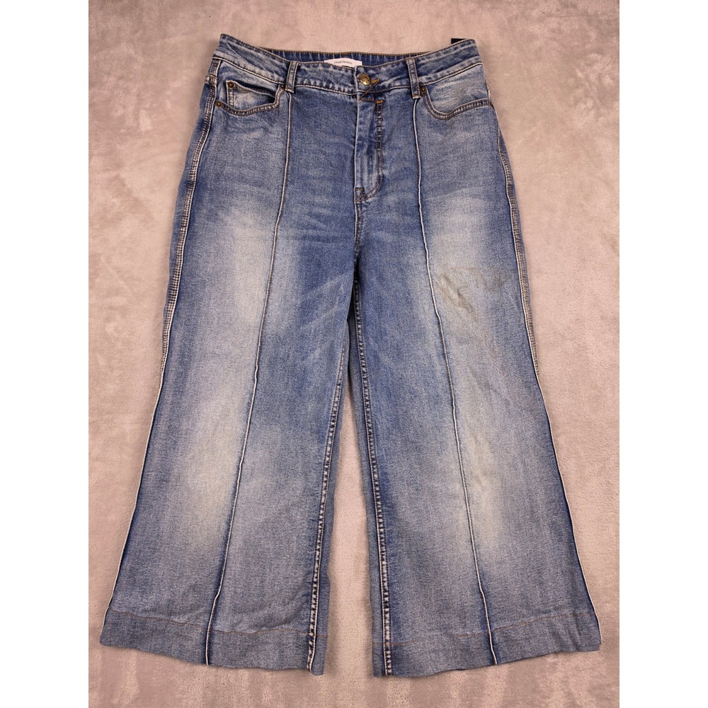 Zimmermann Wide Leg Crop Jeans Womens 32 Blue High Rise Denim *Read‎